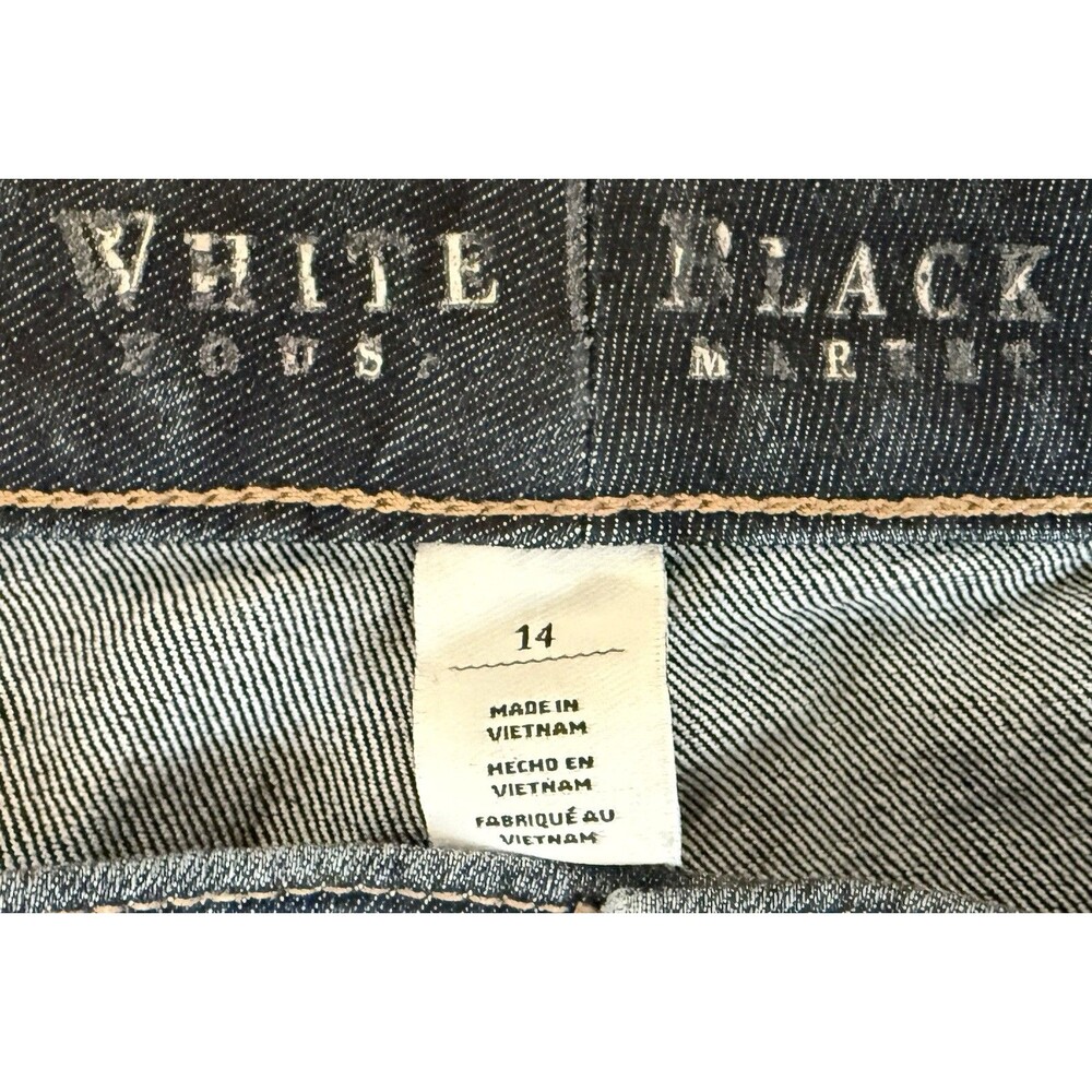 White House Black Market Slim Jeans Women 14 Dark Wash Stretch Distressed - Picture 3 of 7